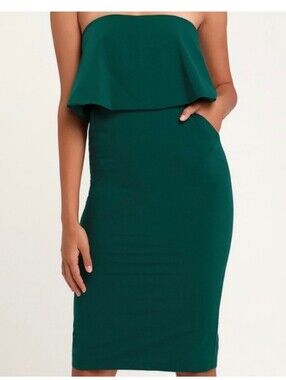 Lulus Green Strapless Midi Dress - Size M